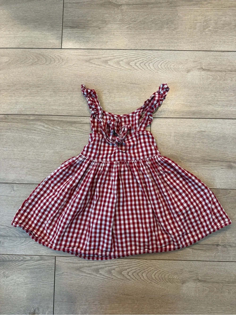 Garb Toddler Red and White Arkansas Razorbacks Gingham Ruffle-Strap Dres